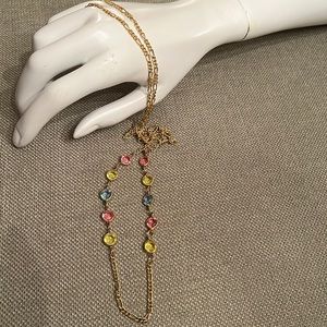 Pastel Crystal Bezel Station Necklace